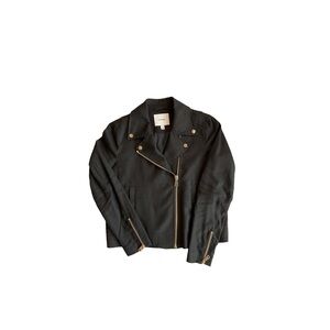 Cuyana Black Moto Jacket with Gold Accents